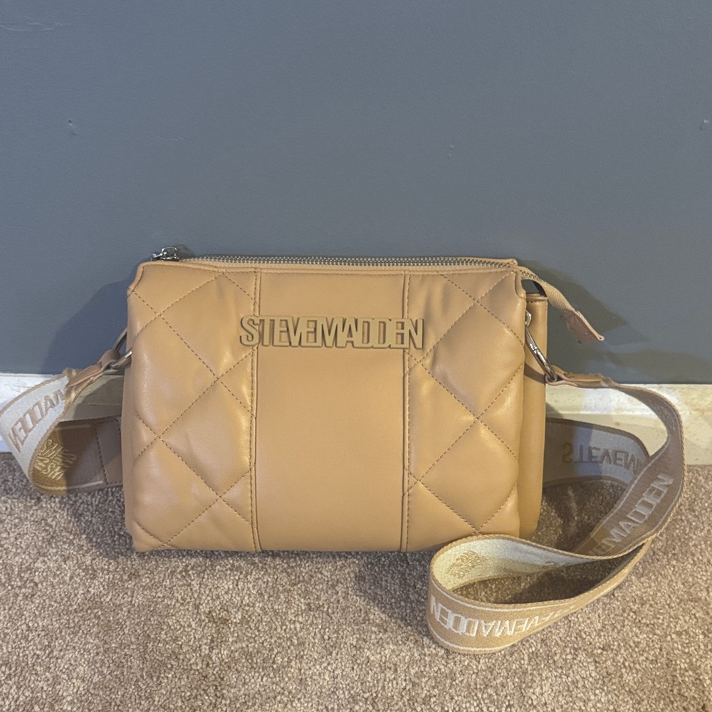 Steve Madden Camel Quilted Crossbody Bag